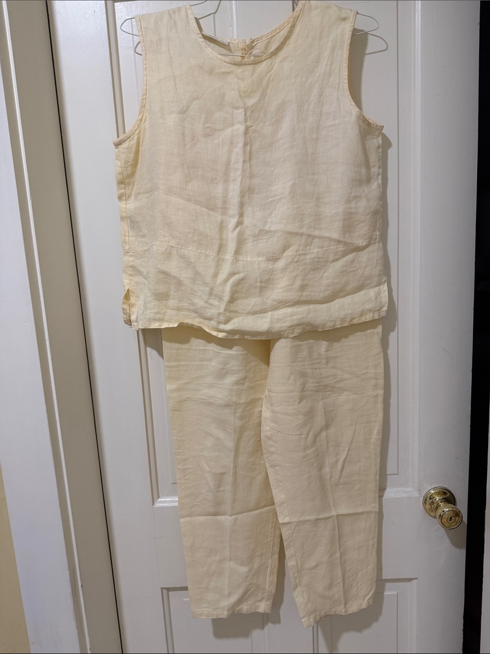bryn Walker Cream Linen Wide-Leg Pants & Sleeveless Top Set